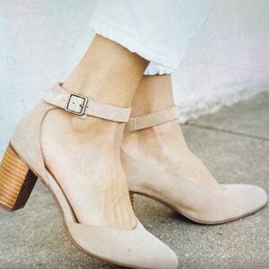 Soludos Gemma Heel – Size 8 – Neutral Suede Block Heel – Anthropologie
